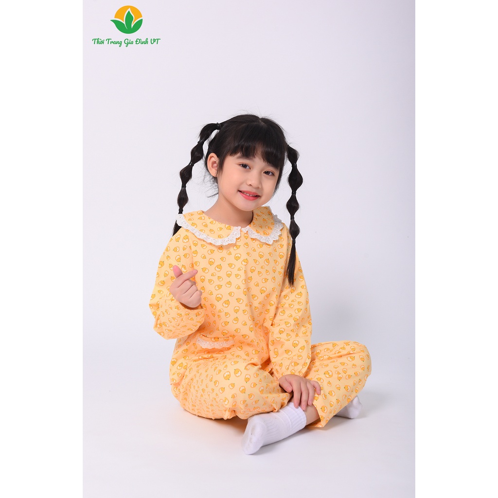 Bộ pijama Việt Thắng quần dài, áo dài bé gái COTTON B70.2212