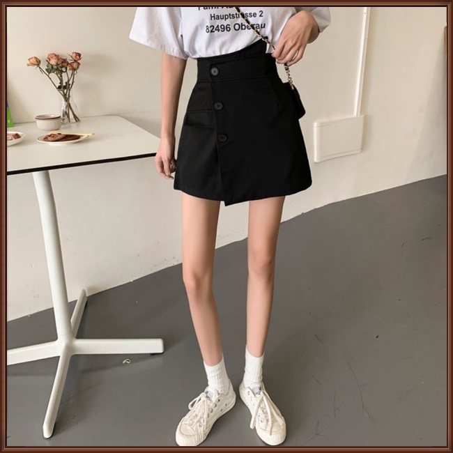 Chân Váy Chữ A Lưng Cao 3 Nút Thoáng Khí Thời Trang Cho Nữ