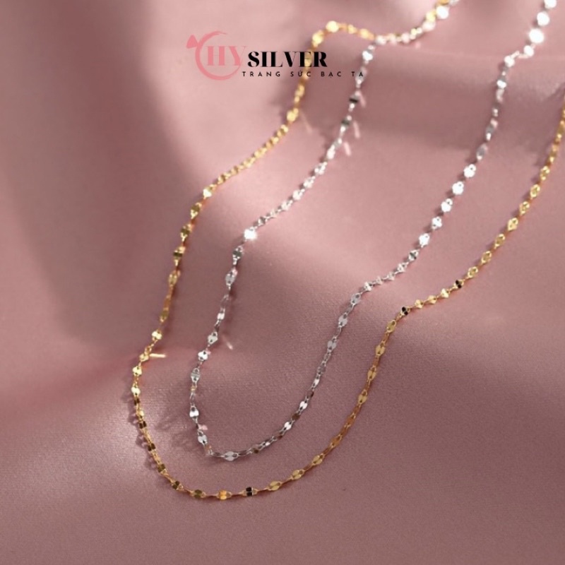 Dây chuyền bạc ý s925 dây trơn không kèm mặt dạng xích dẹt nhẹ nhàng nữ tính vòng cổ nữ bạc thật giá rẻ