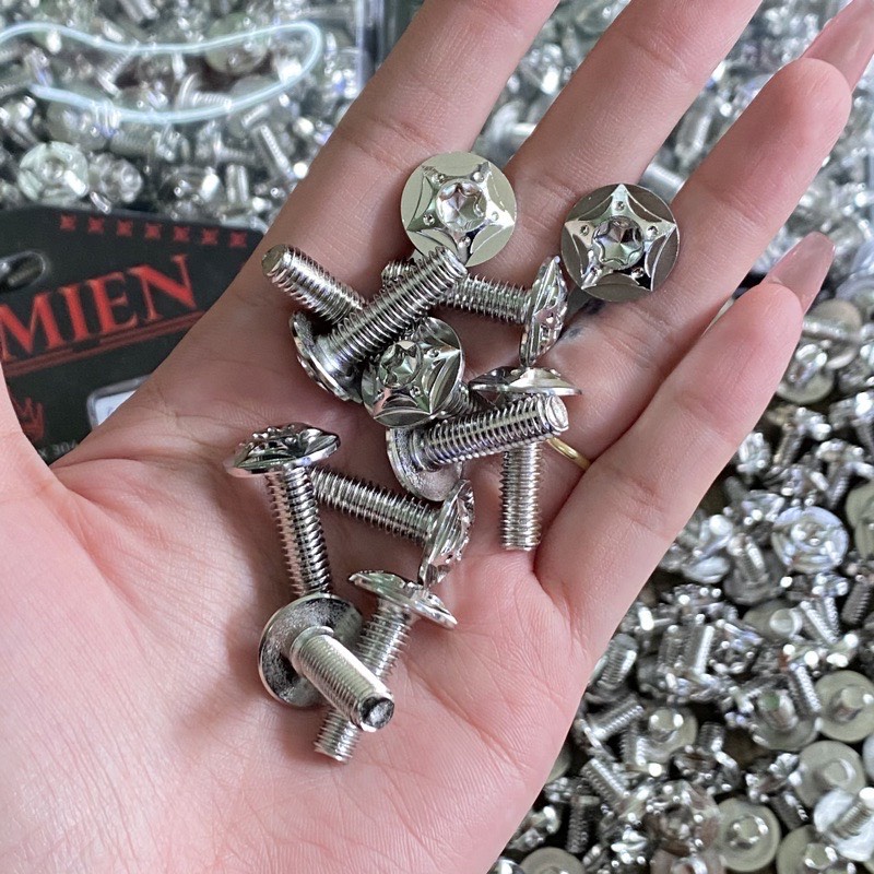 Ốc 6li dù inox 304 gắn đĩa cho Vario150-AB150, 6li15 6li20 bắt dàn áo, ốp pô cho tất cả các dòng xe