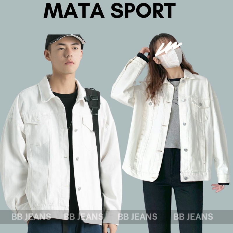 Áo khoác kaki trắng kem form rộng unisex Showbiz cực đẹp size 40-72kg Mata sport