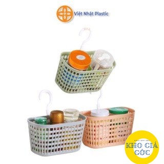   Combo 6 Cái  Giỏ nhựa treo đồ Việt Nhật  MS: 3241  có móc treo tiện dụng - Giỏ nhựa móc câu nhà bếp nhà tắm 