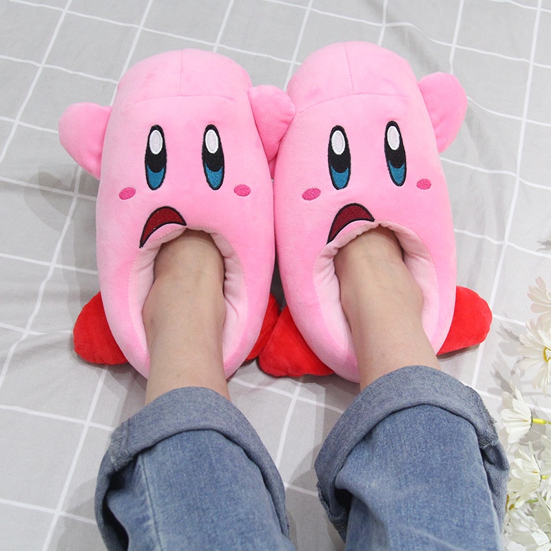 Dép Bông Đi Trong Nhà Ấm Áp Mùa Thu Đông Hình Ngôi Sao Kirby Hai Chiều Mới Cho Bé Gái U9FG