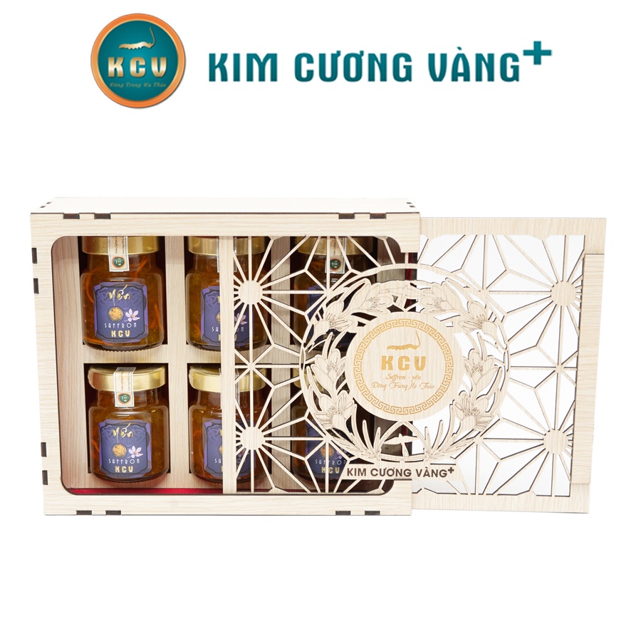 Yến Saffron Đông Trùng Hạ Thảo Dưỡng Da Tăng Đề Kháng Giảm Stress Kim Cương Vàng hộp 6 lọ 70ml