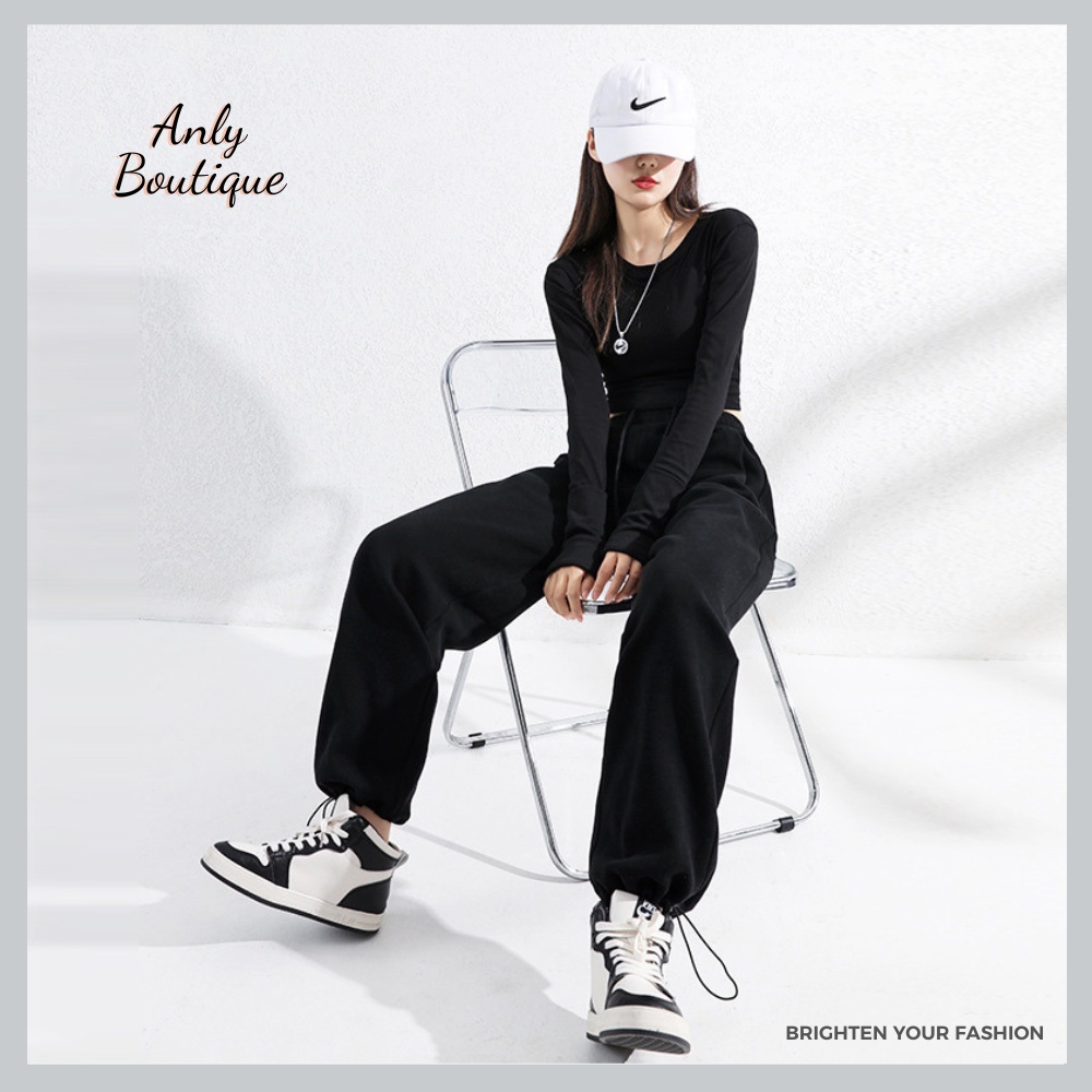 Quần Jogger Trơn Bo Gấu Dây Rút , quần clothes ống suông bom mặc thu đông Nam Nữ Ulzzang Basic Unisex - JG01