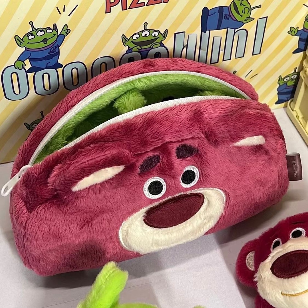 Túi Đựng Bút Mềm Mại Hai Mặt Sức Chứa Lớn Hình Chú Gấu / Dâu Tây Ba Mắt Dễ Thương Có Sẵn