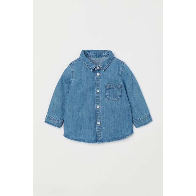 Áo somi xanh denim jean HM H&M_hàng chính hãng authentic