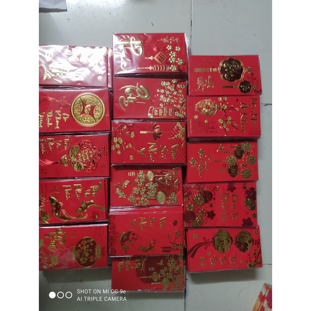 COMBO 30 BAO LÌ XÌ GIẤY DÀY IN NHŨ VÀNG SIÊU ĐẸP