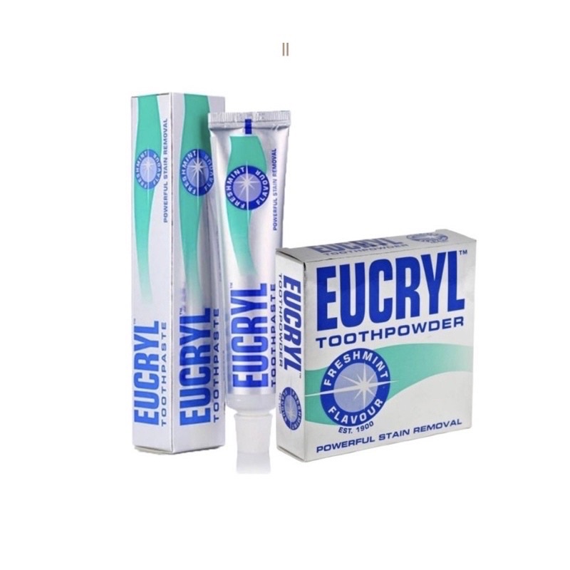 Combo Kem đánh răng Eucryl 62g + Bột làm trắng răng Eucryl 50g #0