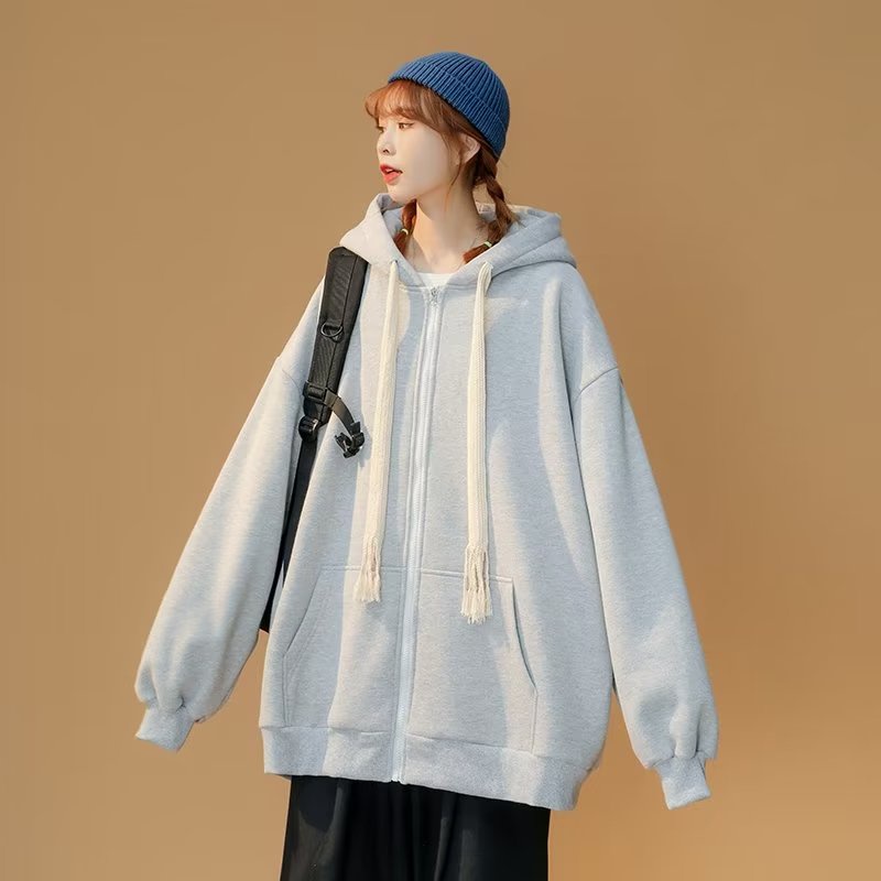 Áo Khoác Cardigan Có Mũ Trùm Dáng Rộng Phối Khóa Kéo Thời Trang Hàn Quốc Cho Nam fashion áo hoodie nữ simple hoodie unisex áo hoodie nam nữ  bigsize