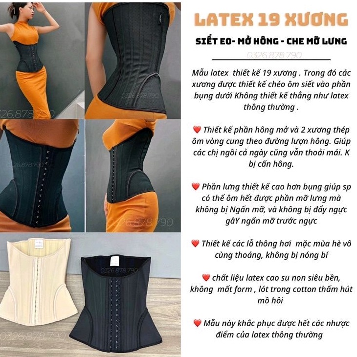 Đai gen bụng VITA LATEX thế hệ mới cải tiến che mỡ lưng , mở hông thông hơi nhập khẩu