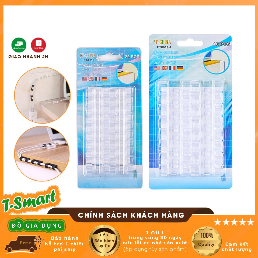 Nẹp, Kẹp Dán Tường Giữ Cố Định, Đi Dây Điện, Dây Cáp Văn Phòng & Gia Đình Gọn Gàng Tiện Dụng