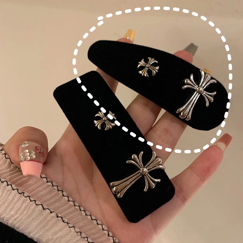 Kẹp Tóc Đính Nơ Bằng Nhung Đen Cỡ Lớn Thời Trang Cho Nữ