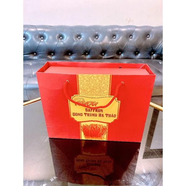 Bộ túi hộp Saffron Đông trùng, tờ rơi