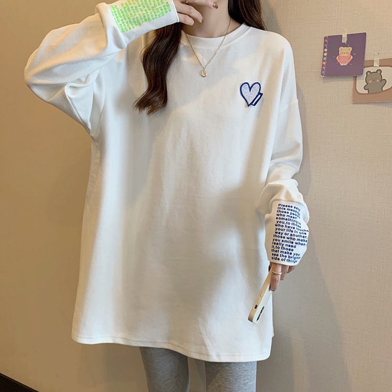 NRVP Áo Thun Nữ Dài Tay Dáng Rộng In Hình Phong Cách Hàn Quốc Kiểu Mới