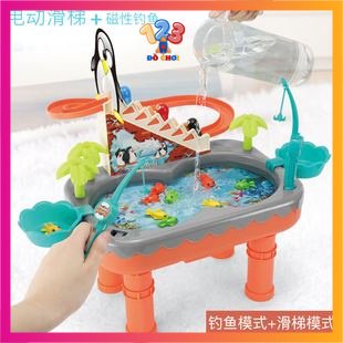Bộ Đồ Chơi Câu Cá Cầu Trượt Mô Hình Thác Nước Có Đèn Có Nhạc Vui Nhộn Nhưa ABS an toàn cho bé
