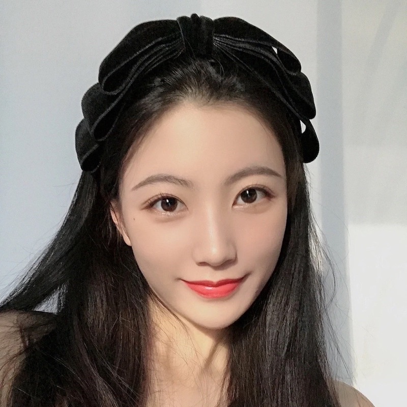Bờm tóc nhung nữ nơ giữa