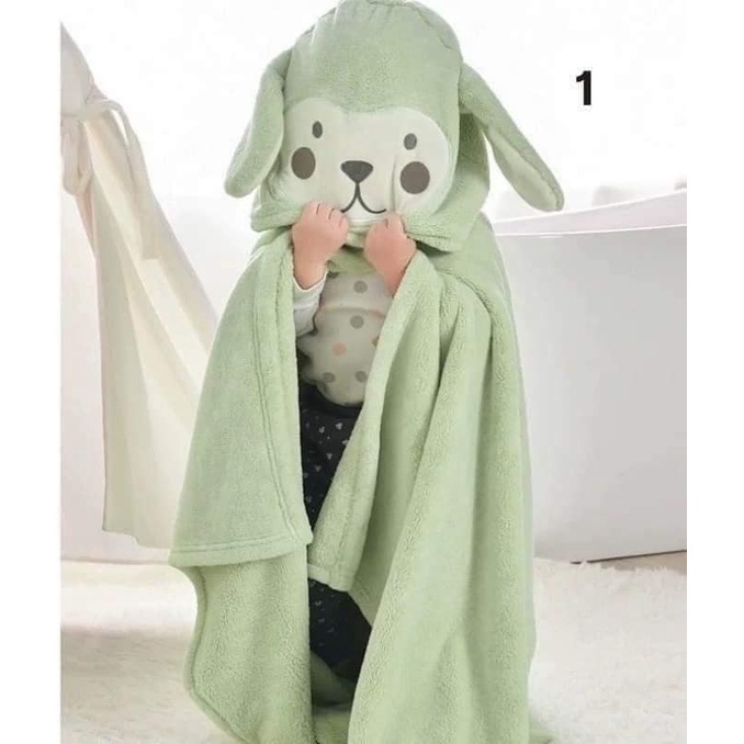 Khăn tắm cho bé khăn tắm có mũ hình thú bông mềm thấm hút cực tốt vải cotton siêu mịn, không bị xổ lông hay phai màu