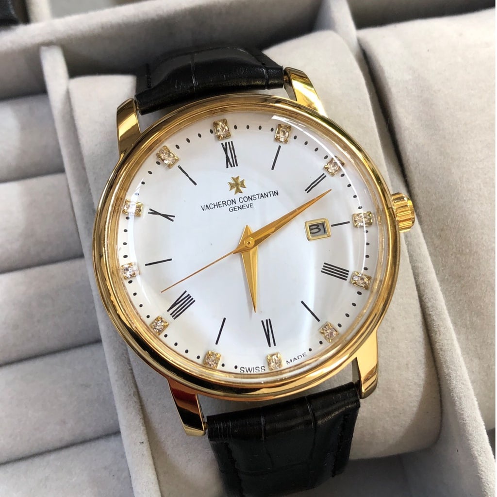 Đồng Hồ Pin NAM Vacheron P055 Chống Xước, Chống Nước - TẶNG 1 Vòng Tỳ Hưu + 2 pin AG4