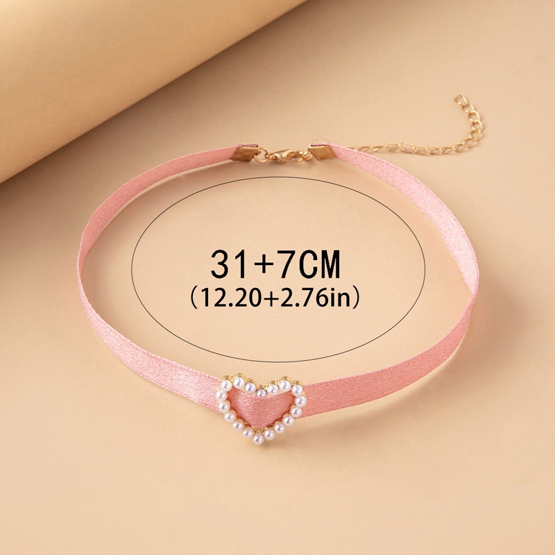 Vòng Cổ Choker Vải Ren Mặt Trái Đào Màu Hồng Thời Trang Ngọt Ngào Cho Nữ