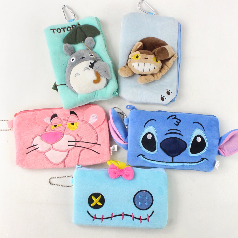 Disney Ví Đựng Tiền Xu Hình Lilo & Stitch / Mèo / Đậu / Người Ngoài Hành Tinh Nhồi Bông Đáng Yêu