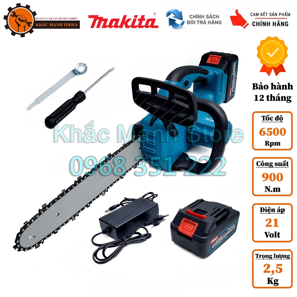 Máy cưa xích chạy pin 18V - 21V không chổi than lam xích 12inch (chung chân pin Makita 18V)