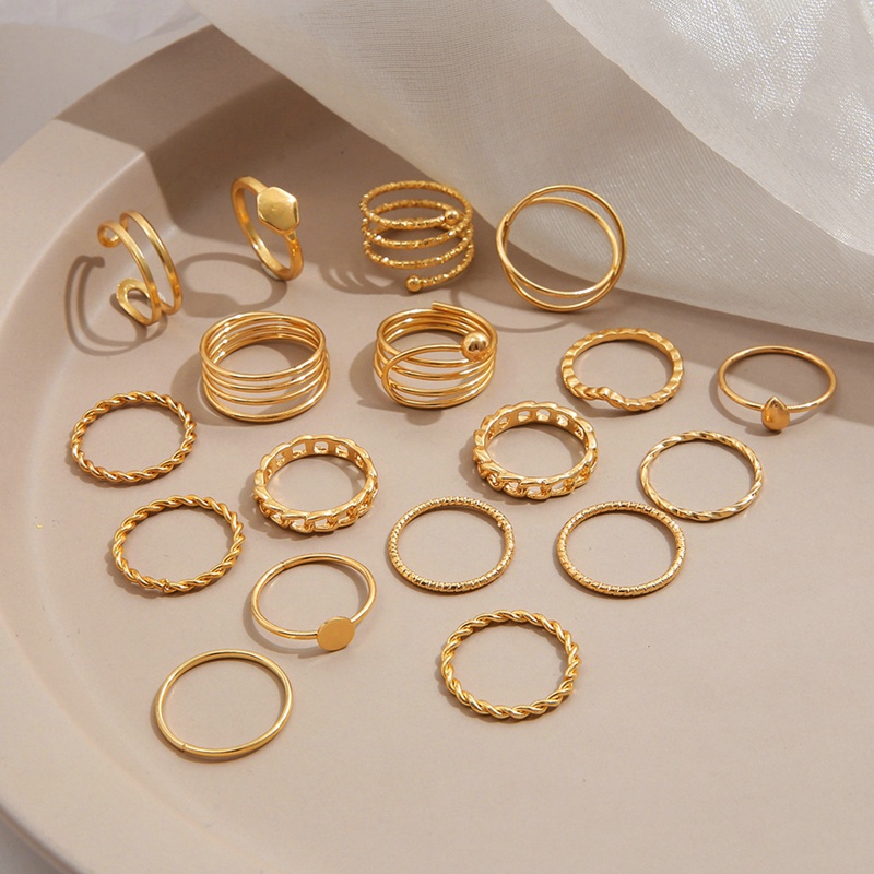 Set Nhẫn Đeo Khớp Ngón Tay Họa Tiết Hình Học / Hoa / Bướm / Trái Tim Đính Ngọc timetunnel timetunnel