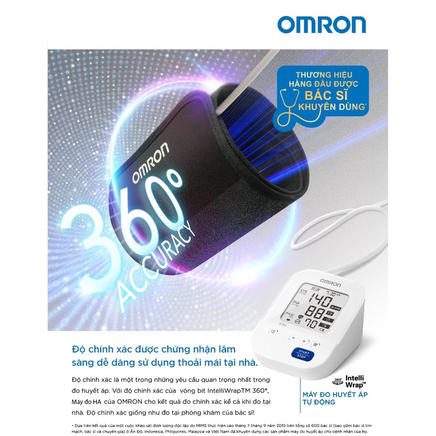 Máy đo huyết áp Omron HEM-7156T vòng bít ° Intelliwrap™ 360° - Kết nối điện thoại - Model mới 2022