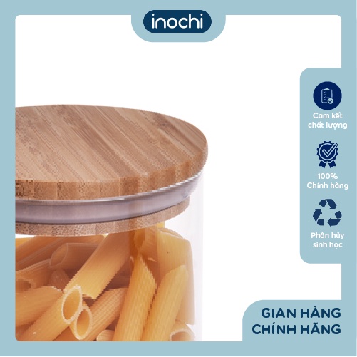 Hũ thuỷ tinh nắp tre Inochi - Nikko 1000ml