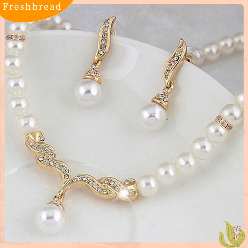 Vòng cổ Và Khuyên Tai Phối Hạt Ngọc Trai Thời Trang Xinh Xắn Cho Nữ