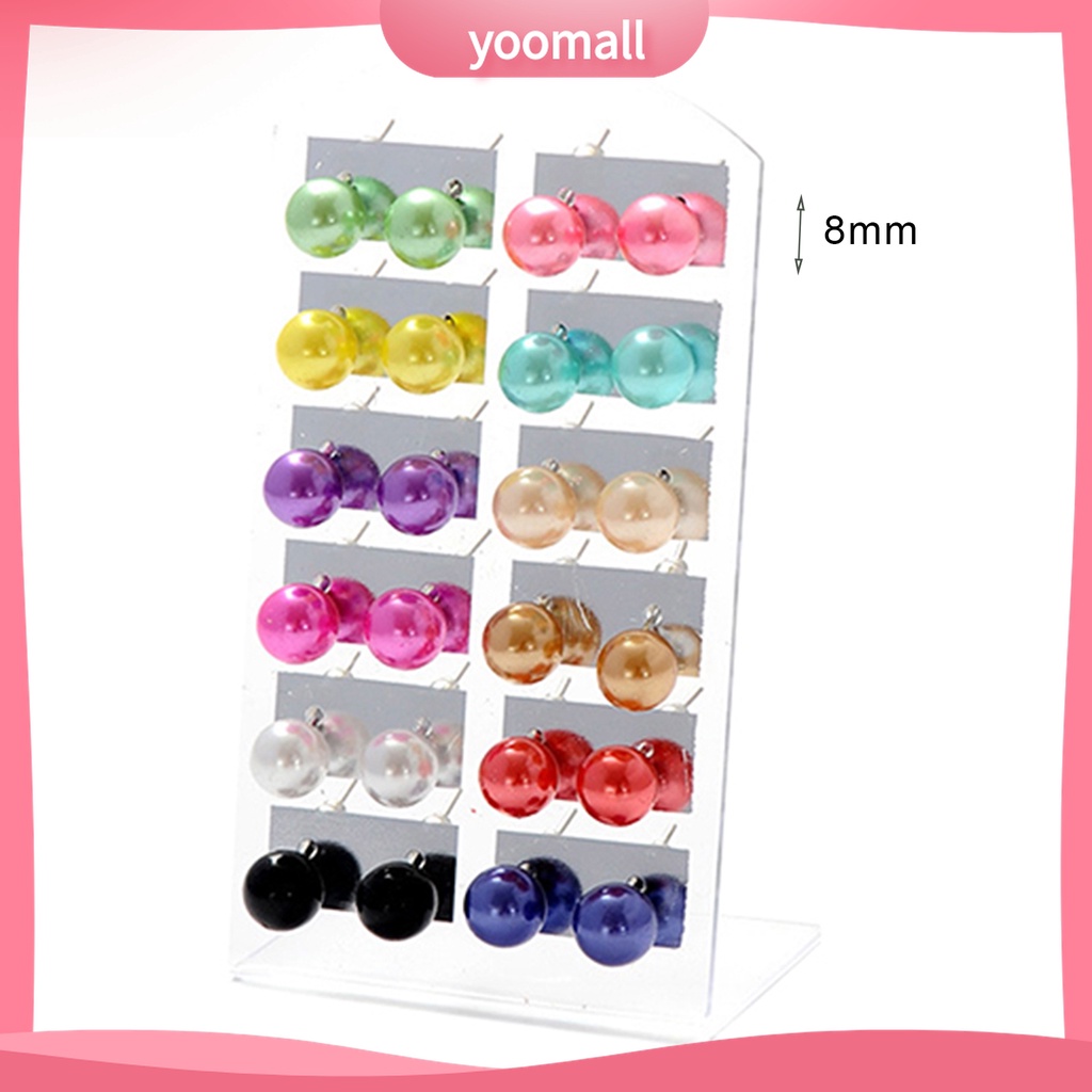 (Yoomall) 12 Đôi Bông Tai Ngọc Trai Giả Thời Trang Cho Nữ