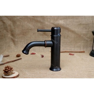 Vòi lavabo, vòi rửa mặt nóng lạnh đồng đen giả cổ EVEREST EV-VĐ24 (20cm)