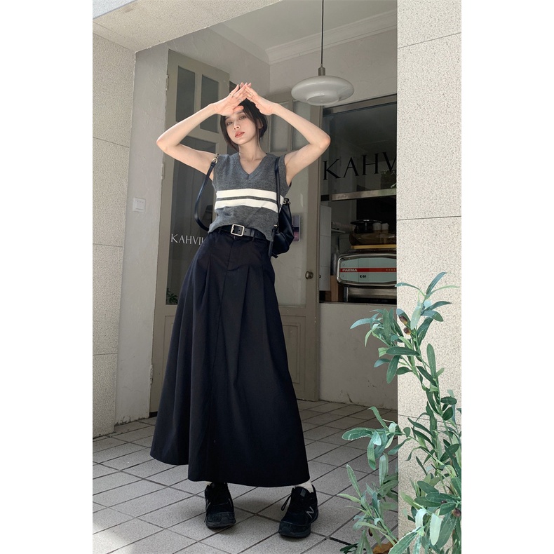 𝗺𝗶𝗲 𝘀𝘁𝘂𝗱𝗶𝗼 - HÀNG CÓ SẴN Chân váy dáng dài tung xoè kèm đai lưng che khuyết diểm