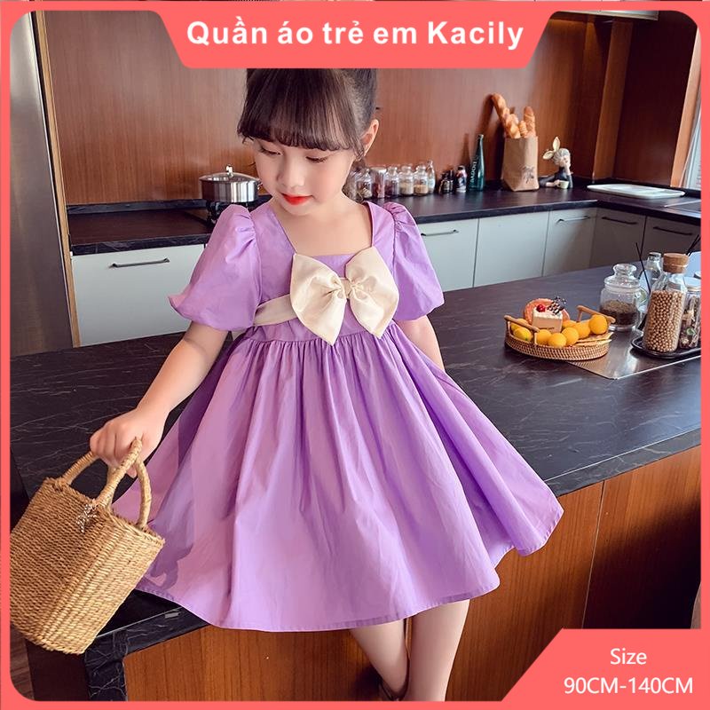 KacilyQuần áo bé gái 1-9 tuổi Váy lưới màu đỏ tía cho bé gái Bé gái váy