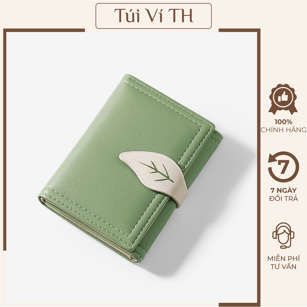 Ví Mini Cầm Tay Nữ Vintage Ví Nữ Khóa Bấm Họa Tiết Lá Cây Nhiều Màu TH11