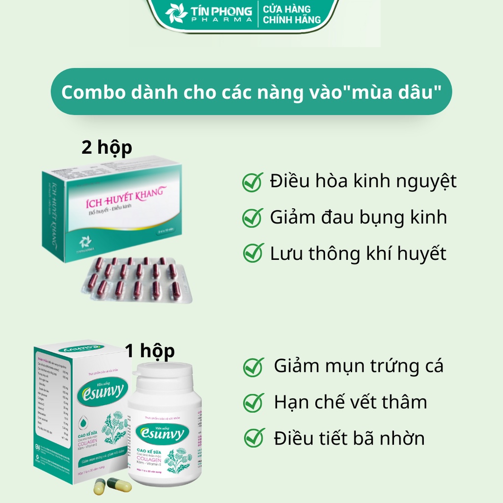 Viên Uống ÍCH HUYẾT KHANG Điều Hòa Kinh Nguyệt, Giảm Đau Bụng Kinh, Bổ Huyết, Chiết Xuất Cao Ích Mẫu Thiên Nhiên