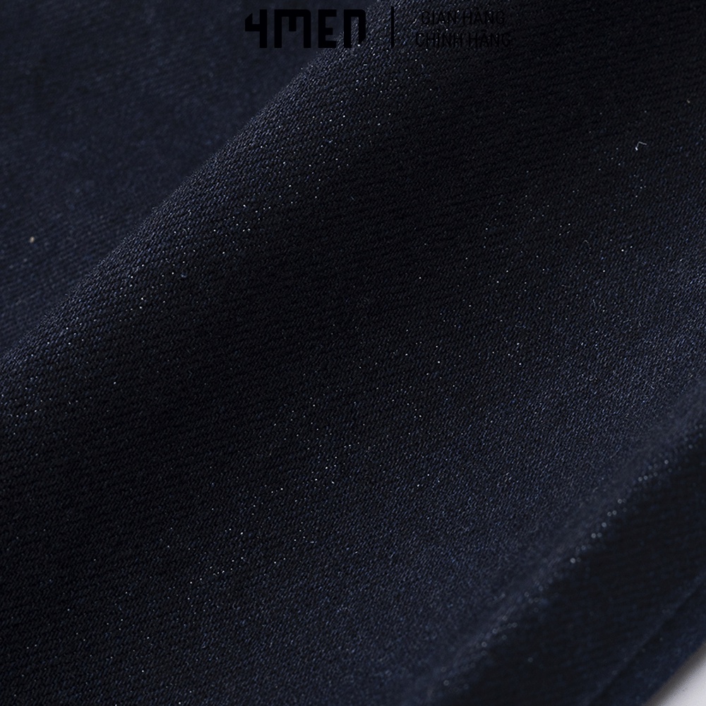 Quần jeans nam xanh đen trơn basic 4MEN QJ063 chất vải dày dặn, bền đẹp, co giãn, form Slimfit tôn dáng, trẻ trung