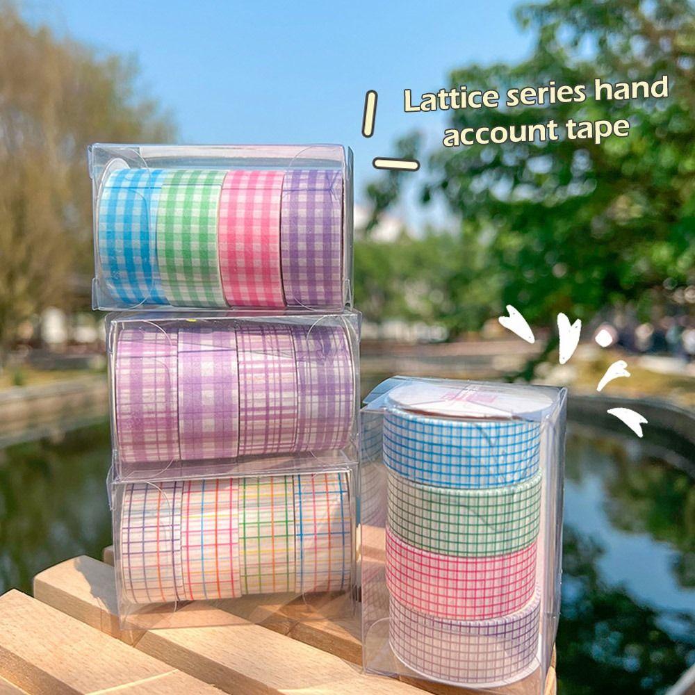 CHOOKEY Set 4 Hộp Băng Keo Dán Trang Trí Họa Tiết Kẻ Sọc