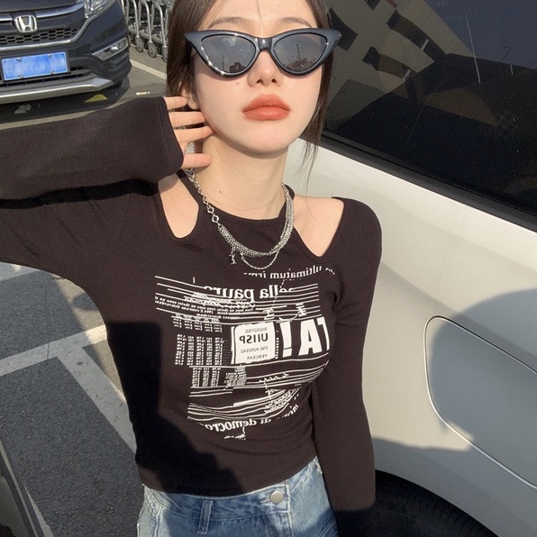 ZHELIHANGFEI Áo Dệt Kim Tay Dài Lưng Cao Dáng Ôm Quyến Rũ Cho Nữ