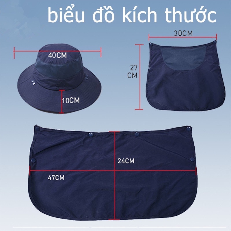 vành rộng Mũ che nắng Nón Tai Bèo UPF 50+ tia có thể tháo rời được dùng khi câu cá/đi bộ xuyên rừng-GM-FSM01-1/2