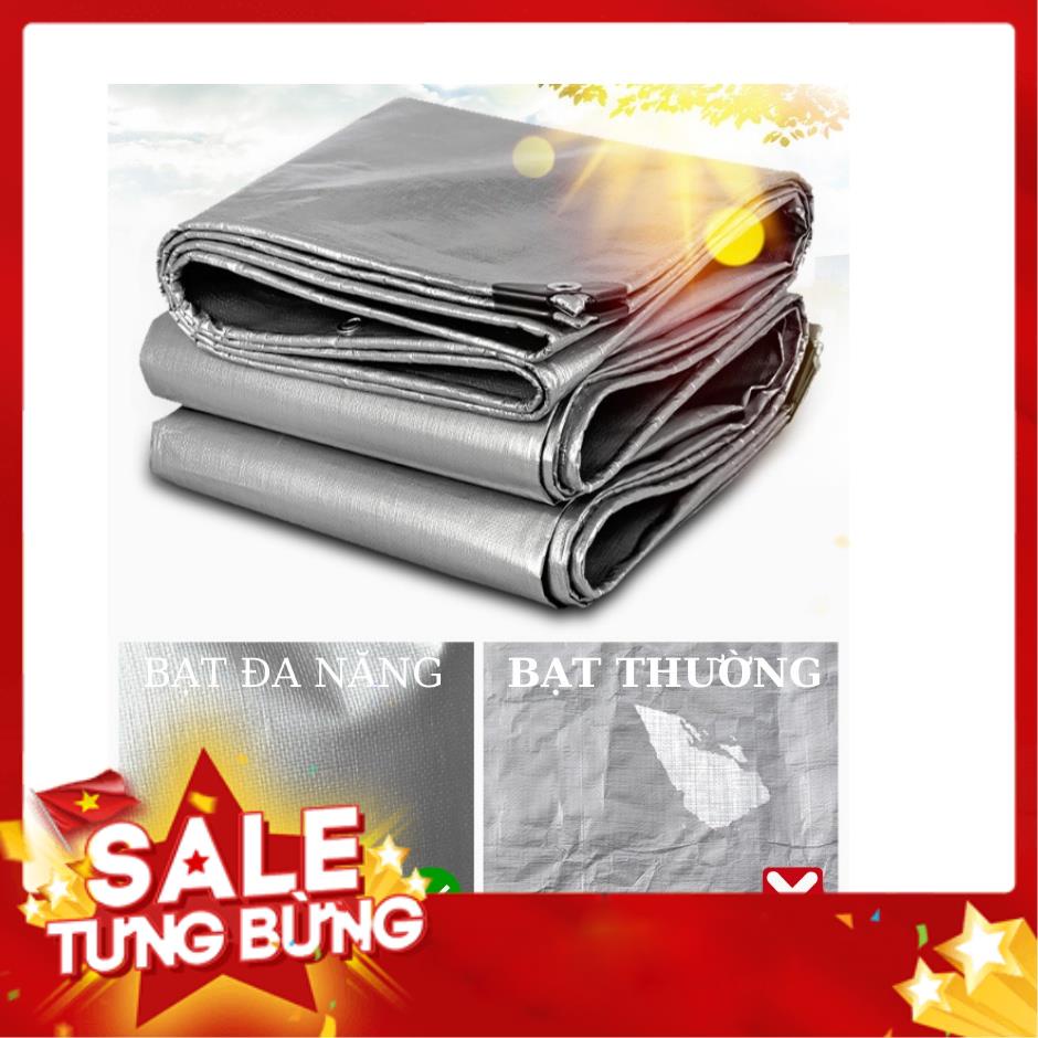 Bạt Che Nắng Mưa Nam Việt - Kích Thước 2x4 - Màu Bạc - May Viền Đóng Khoen Sẵn - Chống Thấm Nước