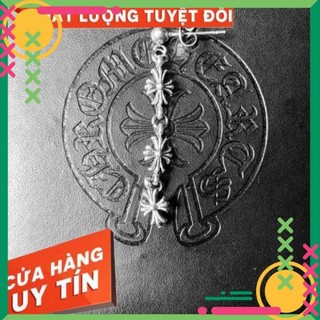 Bông tai unisex Chrome Heart mini cross dài mạ bạc fullbox.