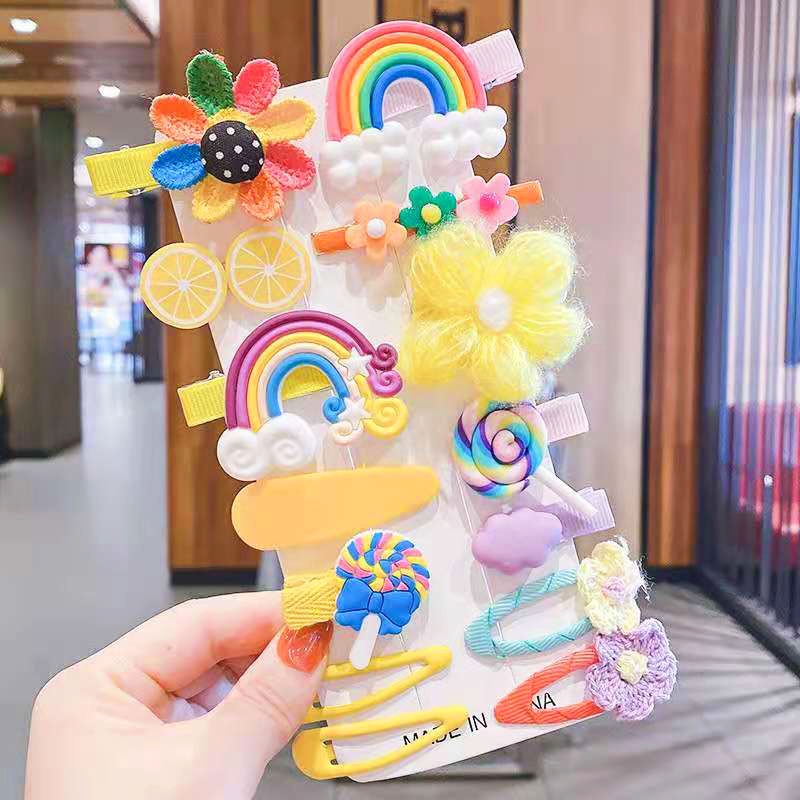Set 14 kẹp tóc silicon màu sắc và hình dáng đa dạng đáng yêu cho bé gái