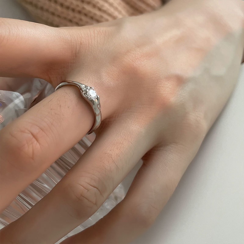 Nhẫn Thiết Kế Hình Học Dạng Mở Đính Đá Zircon Thời Trang Cho Nữ