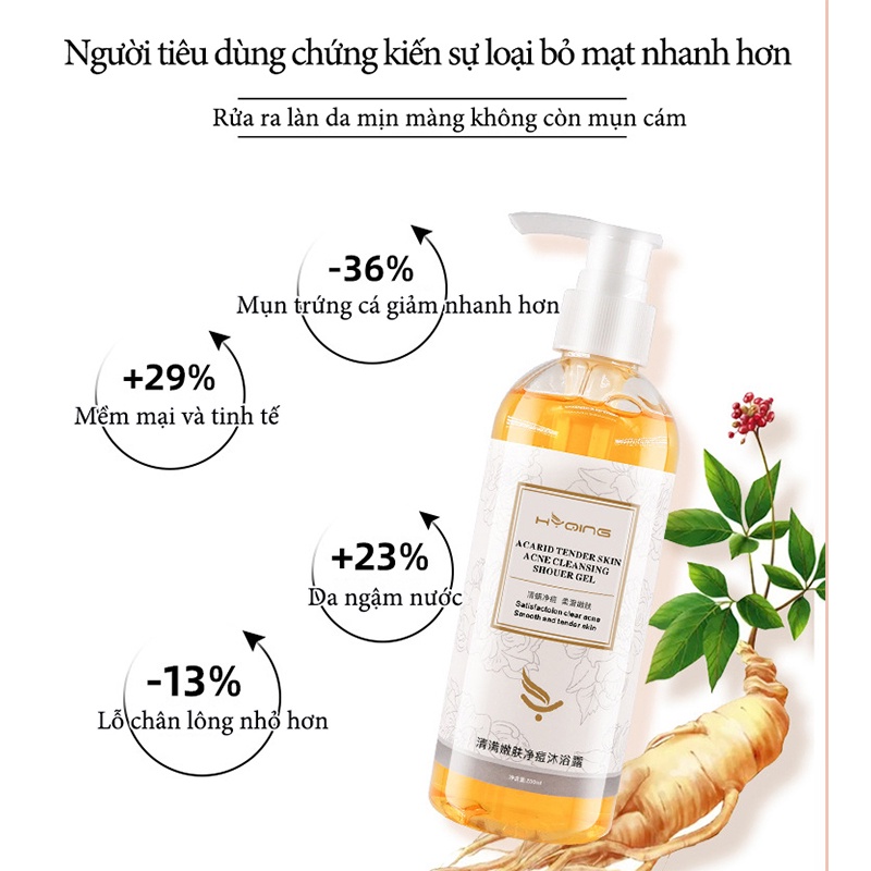 HYQING Sữa tắm chống ve Sữa tắm loại bỏ mụn sữa tắm trắng da 260ml giúp giải quyết tình trạng da khô ngứa kháng khuẩn khử mùi hôi Làm sạch sâu bụi bẩn dưới da Cải thiện mụn trứn