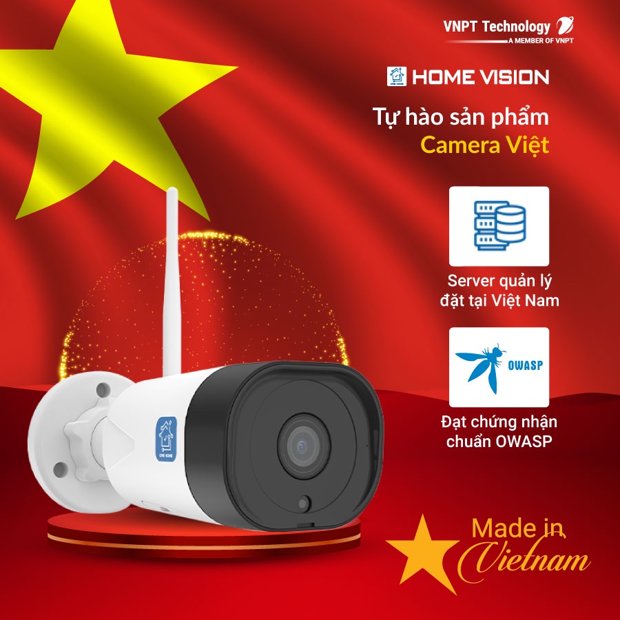 Camera ngoài trời Home Vision VNPT Technology HVOF03 chuẩn chống nước tặng kèm thẻ nhớ hàng chính hãng