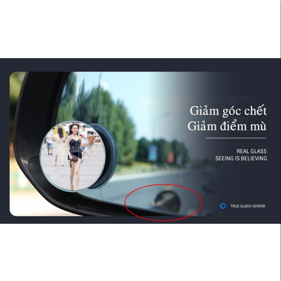 Bộ 2 gương cầu kính lồi 5 cm chiếu hậu tăng góc quan sát, xóa điểm mù phù hợp cho nhiều loại xe hơi