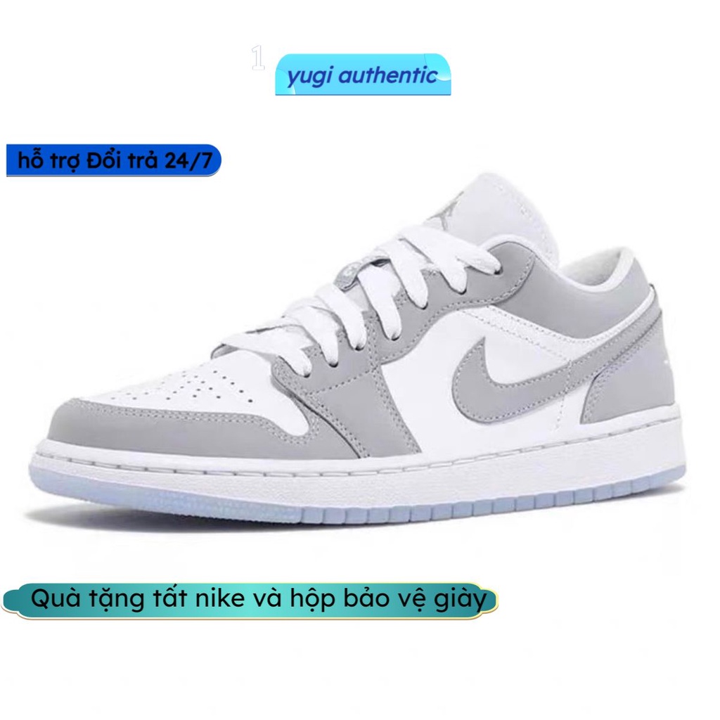 Giày Jordan xám trắng đế xanh, Giày Jordan 1 cổ thấp JD grey xám đế xanh bản đẹp full box bill tặng box bảo vệ-yugi19988