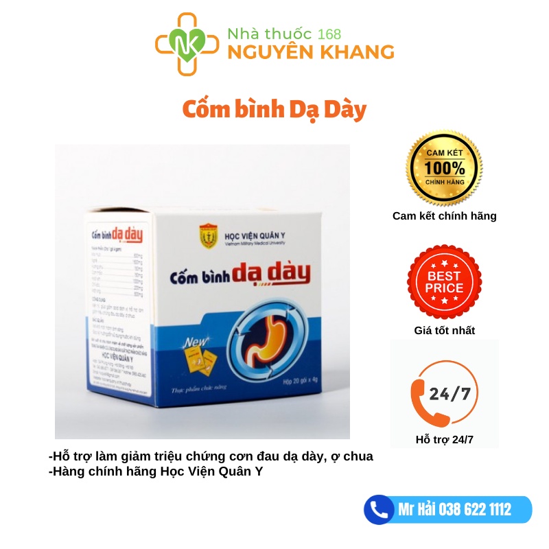 Cốm bình dạ dày Học Viện Quân Y, Hỗ trợ làm giảm triệu chứng đau dạ dày, ợ chua