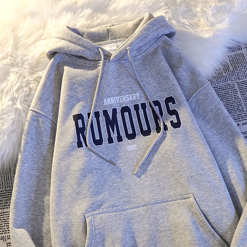 Áo Khoác Hoodie Tay Dài Vải Nhung Dày Dặn In Chữ Phong Cách Hip Hop Đường Phố Mỹ Thời Trang Cho Nam